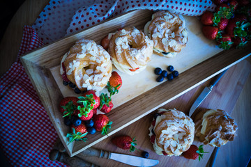 Dessert concept on dark table