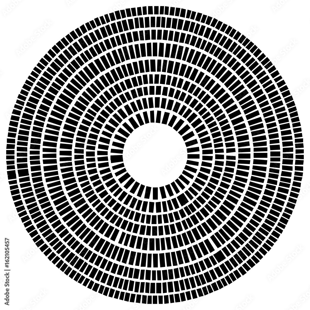 Poster circle made of rectangles. irregular circular element. abstract pavement, mosaic shape