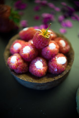 Dessert concept on dark table