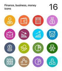 Colorful Finance, business, money icons for web and mobile design pack 1