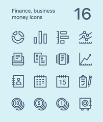 Outline Finance, business, money icons for web and mobile design pack 2