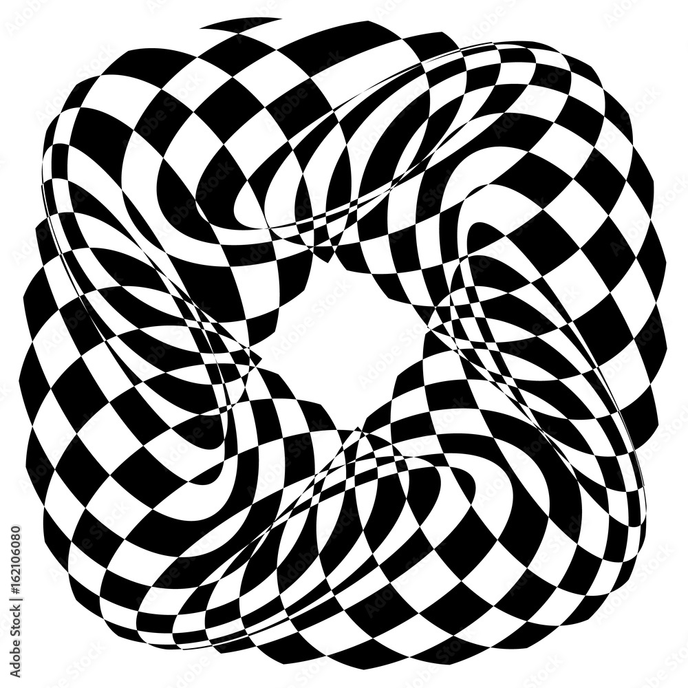 Poster radial geometric element series. abstract black and white shape in concentric, circular style. desig