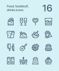 Outline Food, foodstuff, drinks icons for web and mobile design pack 3