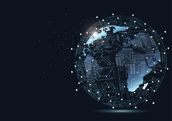 Global network connection. World map point and line composition concept of global business. Vector Illustration