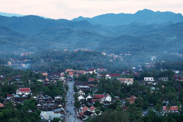 Fototapeta na wymiar Luang prabang city view from viewpoint, Laos.