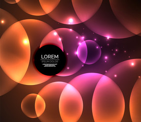 Glowing shiny overlapping circles composition on dark background