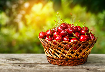 cherry basket on table
