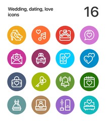 Colorful Wedding, dating, love icons for web and mobile design pack 2