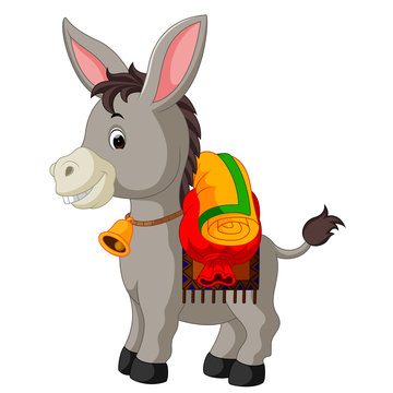 donkey carries a large bag
