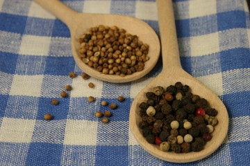 Spices. Black pepper and coriander.