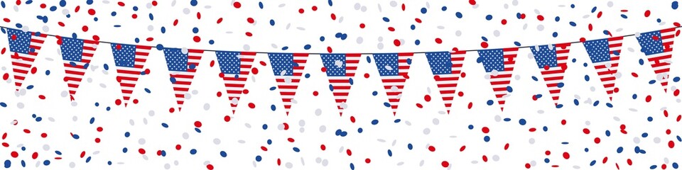 Fototapeta premium Banner. Garland, pennants, confetti. USA (1) 