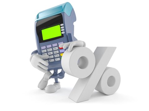 Credit card reader character with percent symbol
