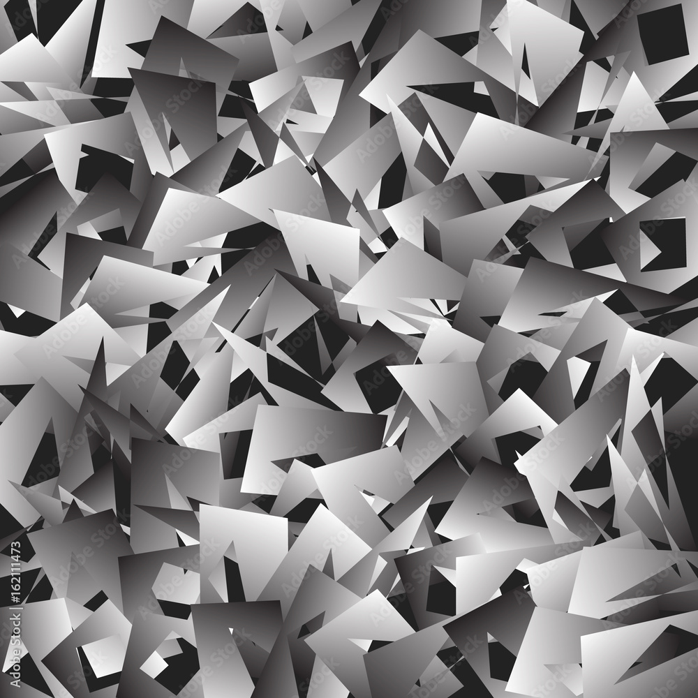 Poster Scattered pattern. Scattered overlapping random shapes geometric pattern