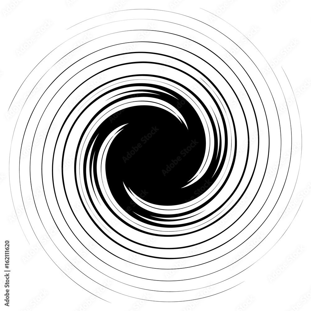 Aufkleber Radial lines with rotating distortion. Abstract spiral, vortex shape, element
