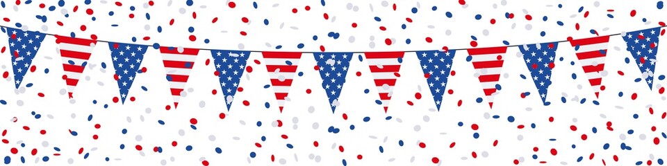 Obraz premium Banner. Garland, pennants, confetti. USA (2)