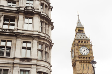 Fototapeta na wymiar Big Ben tower and building in London city, United Kingdom