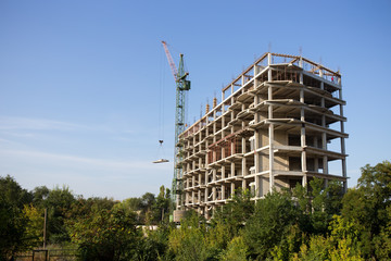 Construction site with crane.