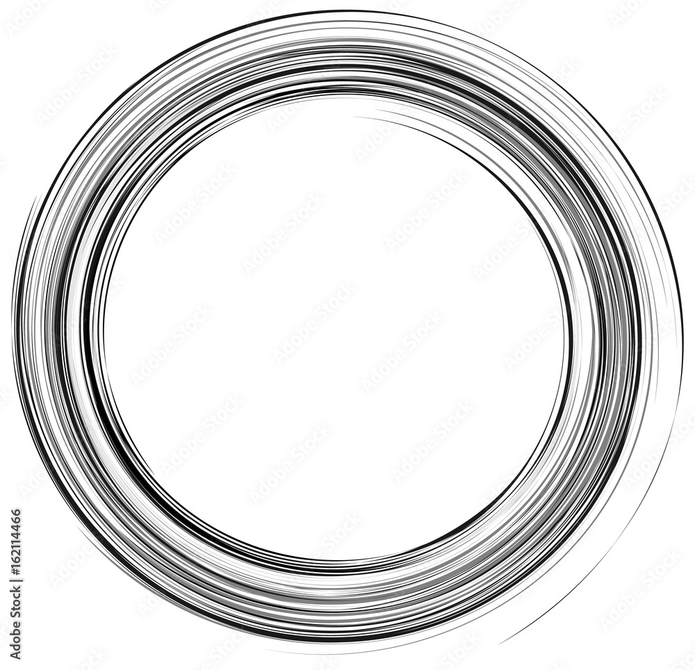 Poster Concentric lines abstract geometric pattern / element. Radiating circles, rings circular shape. Monochrome geometric circle