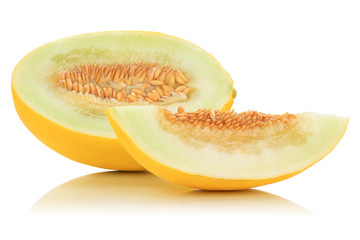 Honigmelone geschnitten tropisch Früchte Frucht Obst Sommer Freisteller freigestellt isoliert