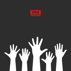 Raised hands vector poster