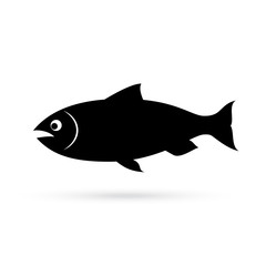 Salmon fish silhouette vector icon