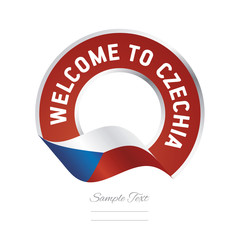 Welcome to Czechia flag red label logo icon