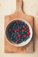 Raspberries and blueberries