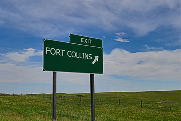 US Highway Exit Sign for Fort Collins