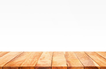 Wood table top on white background.For product display or design key visual layout