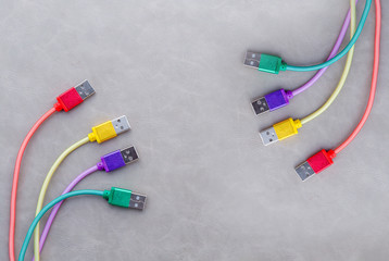 USB Cable with red cable yellow cable purple cable and green col