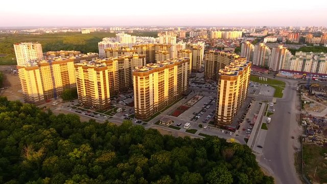 Aerial shot of russian city - Voronezh. The urban landscape. Russia. 4K