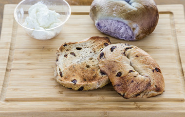 Toasted and Whole Bagel with Cream Cheese