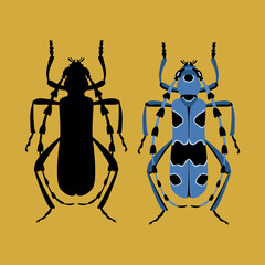 Fototapeta premium beetle vector illustration style Flat black silhouette set