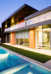 Modern house with pool in exterior