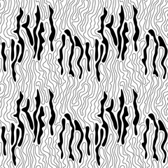 Seamless abstract vector pattern. Black-and-white drawing. Thin black wavy line on a white background.