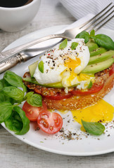 Egg poached on a toasted