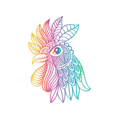 Fototapeta premium Rooster head in zentangle style.