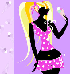 abstract blonde-haired girl with ice-cream