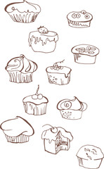 Sweet cakes and muffins
