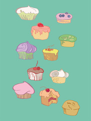 Sweet cakes and muffins
