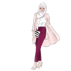 Moslem Woman in Pink Outfit