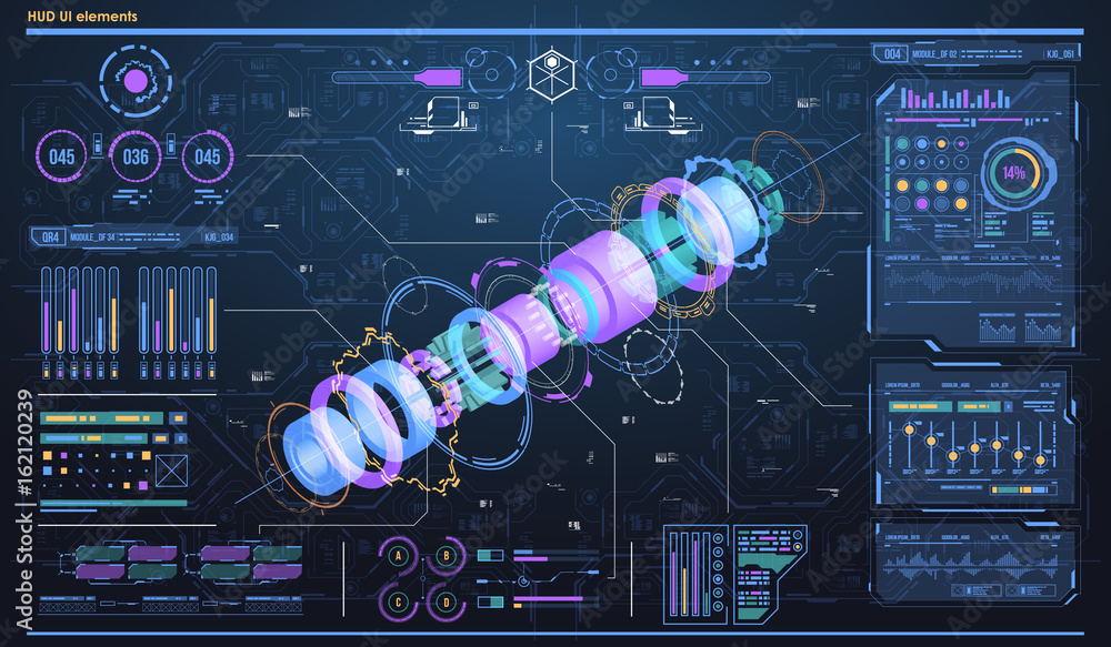 Aufkleber conceptual template with hud elements. background with futuristic user interface. design concept wit