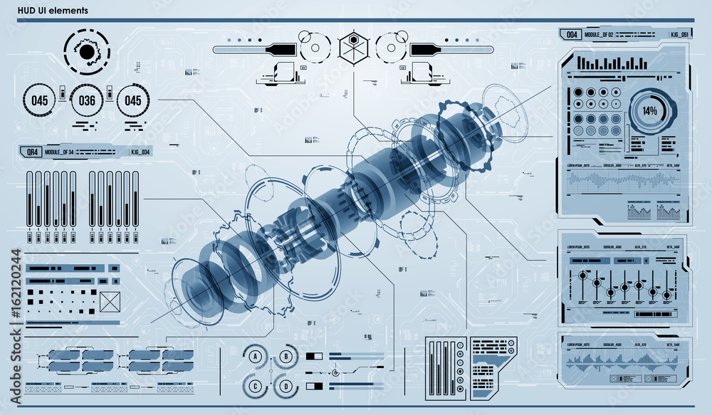 Poster conceptual template with hud elements. background with futuristic user interface. design concept wit