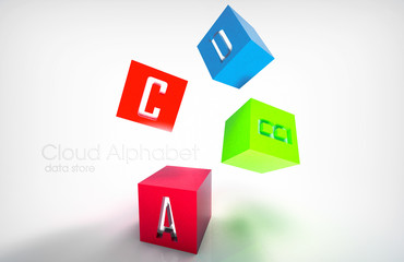 Falling 3D cubes with alphabet