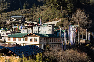 Mountain's village in the morning with sunlight at Lachen in North Sikkim, India. © artitwpd