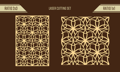 DIY Laser Cutting set. Woodcut Vector Trellis Panel. Plywood Lasercut Eastern Design. Rising Sun seamless pattern for printing, engraving, paper cutting. Stencil lattice ornament.