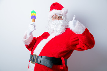 Funny Santa Claus with ice-cream