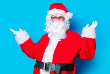 Funny Santa Claus have a fun with red eyeglasses