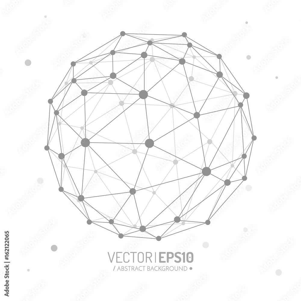 Poster Globe with lines and dots. Connection concept design.