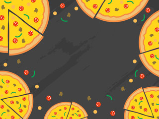 Pizza menu vector background. Restaurant cafe menu, template design.